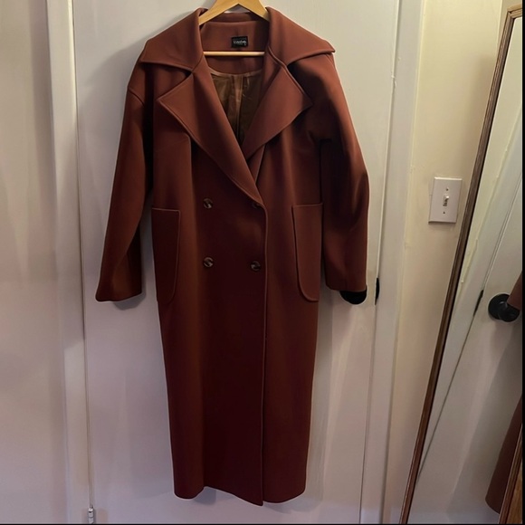 Lassiva Oversized Long Full Length Coat Burnt Orange Brick Red Rust Brown Copper - Picture 13 of 14